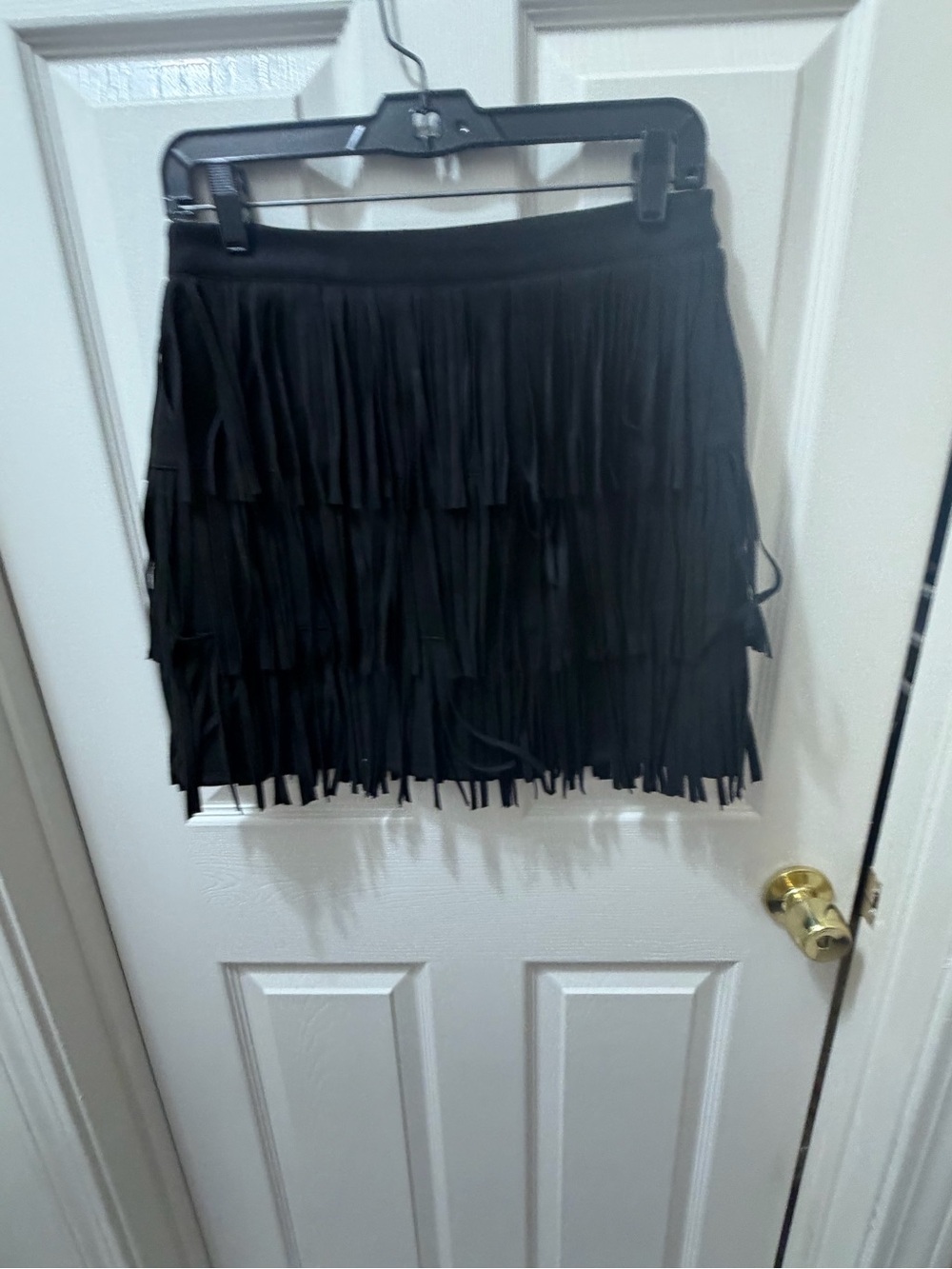 Kittenish Black Fringe Tiered Mini Skirt